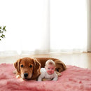 AMTOVO Faux Fur Sheepskin Rug for Living Room, 4 x 6 ft Blush Pink Fluffy Area Rug for Bedroom, Playroom, Luxury Room Decor, Rectangle by CozyNest Decor