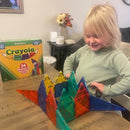 CreateOn Crayola Bold Magnetic Tiles, Building Set for Kids, Magnetic Tiles, Kids’ Building Toys, STEM and Montessori Toys for Boys and Girls Ages 3+, 24-Piece Set (Bold) by TinyTreasures Baby Boutique