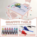 Toddler Table and Chair Set, Height Adjustable-Upgrade Kids Table and 2 Chairs for Ages 3-8, Multi-Activity Toddler Play Table with Graffiti Desktop for Home/Daycare/Classroom by CozyNest Decor