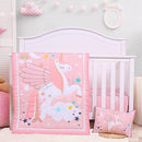 UOMNY Crib Bedding Set for Girls - Pink Baby Nursery Sets 3 Pieces Quilt Comforter Fitted Sheet Toddler Pillowcase Soft Star by TinyTreasures Baby Boutique