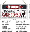 Warning Sign, Cane Corso Warning Wood Plaque Sign, Funny Door Signs, Decorative Wood Hanging Suspension Plaque, Farmhouse Wooden Wall Decor, Outdoor Hanging Wooden Signs by CozyNest Decor