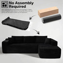 104" Cloud Sectional Couches for Living Room,L Shaped Boneless Couch in A Box,Sleeper Sofa with Comfy Chaise No Assembly Required,Black by CozyNest Decor