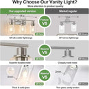 3-Light Bathroom Light Fixtures, Brushed Nickel Vanity Lights with Clear Glass Shades, Modern Bathroom Wall Lamp for Mirror Living Room Cabinet Bedroom Porch by CozyNest Decor