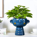 Face Planter Pot Head 7 Inch - Cute Ceramic Head Planter for Indoor Outdoor Plants Unique Flower Pot with Drainage Hole Gift Ideas for Christmas Blue by GreenHaven Gardens