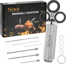 Stainless Steel Meat Flavor Injector Kit, 2-oz Large Capacity with 3 Professional Needles, Marinade and Seasoning Injector Syringe for Beef, Turkey, Brisket, Sturdy and Heavy-duty for BBQ Grill by GreenHaven Gardens