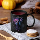 Personalized Beautiful Fairy Holding Flower Coffee Mug, Custom Name Ceramic Cup 11oz 15oz, Enchanted Fantasy Themed Mug, Custom Fairy Lovers Black Cup, Kids Mug, Elegant Fairy Mug by CozyNest Decor