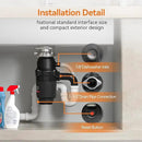 1/2 HP Garbage Disposal, TECASA Food Garbage Disposal with Power Cord, Stainless Steel Grinding System and 3-Bolt Mounting, Continuous Feed Compact Garbage Disposals, UL Certified, Taskmaid Series 50 by CozyNest Decor