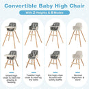 HONEY JOY Baby High Chair, 6-in-1 Eat & Grow Wooden Highchair/Toddler Chair with Removable Tray, 5-Point Harness, PU Cushion and Footrest, Convertible High Chair for Babies and Toddlers(Dark Gray) by TinyTreasures Baby Boutique
