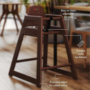 Foundations Neat Seat Wood Highchair for Restaurants, Easy to Clean, “No-tip” Feet, 3-point Safety Harness, Durable Hardwood, Small Footprint, Stackable (Antique Cherry) by TinyTreasures Baby Boutique