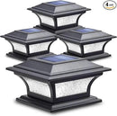 SIEDiNLAR Solar Post Lights Outdoor Glass LED Fence Cap Light 2 Modes for 4x4 5x5 6x6 Posts Deck Patio Garden Decoration Warm White/Cool White Lighting Black (4 Pack) by GreenHaven Gardens