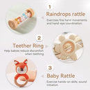 Youuys Wooden Baby Rattle Set (3pcs) - Crochet Rattle Rain Stick Teething Toys, Wooden Montessori Toy for Newborn Infant Baby Rattles Set Toys 3-6 Months (Fox) by TinyTreasures Baby Boutique