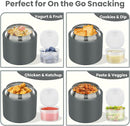 2-in-1 Insulated Food Jar & Snack Container - 15oz Kids Soup Thermos for Hot Food with Handle and Spoon, Leak Proof Reusable Toddler Snack Box, Perfect for School & Travel, Grey by TinyTreasures Baby Boutique