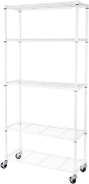 Seville Classics UltraDurable Heavy Duty NSF Solid Steel Wire Rack Storage Unit, Organizer for Garage, Warehouse, Office, Restaurant, Classroom, Kitchen, White, 5-Tier Shelving, 36" W x 14" D by CozyNest Decor