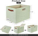 3-Pack Foldable Fabric Storage Bins with Durable PU & Metal Handles, Collapsible Storage Baskets for Shelves, Home Storage, Closet Organizers, Living Room(17"x11.8"x11.8", Sage Green) by CozyNest Decor