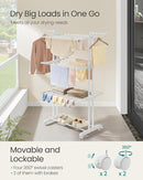 SONGMICS Clothes Drying Rack Stand 4-Tier, Foldable Laundry Drying Rack 68.1-Inch Tall, Stainless Steel, Rolling Clothes Horses Dryer Rack, Easy to Assemble, Indoor Outdoor Use, Cloud White ULLR701W03 by TinyTreasures Baby Boutique