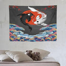 Houselerax Japanese Koi Fish Tapestries, Yin Yang Big Wave Cherry Blossom Tapestry Wall Hanging for Bedroom Living Room Office Decor 40"x30" by CozyNest Decor