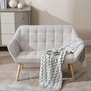 48”Small Loveseat Sofa, Modern Linen Upholstered Mini Couch 2-Seater Fluffy Love Seat with Quilting Backs and Wood Legs for Small Space Living Room, Bedroom, Beige by CozyNest Decor