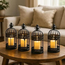 Vela Lanterns Birdcage Decor Candle Holder Lantern Decorative Table Centerpiece Halloween Decorations, Black, Small, Set of 4 by CozyNest Decor