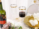 Ciaell 12 Pack Plastic Wine Glasses - 14 Oz Plastic Wine Glasses with Stem - Square Gold Disposable Stemmed Glass for Parties & Weddings & Outdoors & Thanksgiving by CozyNest Decor