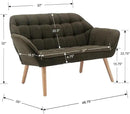 48”Small Loveseat Sofa, Modern Sherpa Upholstered Mini Couch 2-Seater Fluffy Love Seat with Quilting Backs and Wood Legs for Small Space, Living Room, Bedroom, Green by CozyNest Decor