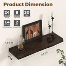 Axeman 24 inch Floating Shelves for Wall - 8'' D Live Edge Rustic Solid Elm Wood Floating Shelves Wall Mounted, Wall Shelves with Invisible Bracket for Living Room Bedroom Kitchen, Set of 2 Walnut by CozyNest Decor