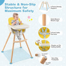 HONEY JOY High Chair, 3-in-1 Eat & Grow Wooden Highchair/Booster Seat/Toddler Chair with Removable Tray, 5-Point Harness, PU Cushion and Footrest for Baby, High Chair for Babies and Toddlers Yellow by TinyTreasures Baby Boutique