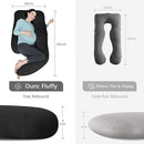 MOON PARK Pregnancy Pillows for Sleeping - U Shaped Full Body Maternity Pillow with Removable Cover - Support for Back, Legs, Belly, HIPS - 65 Inch - Black - Cooling Cover by TinyTreasures Baby Boutique