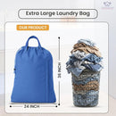 LFH Home Cotton Canvas Large Laundry Bag with Handle, Heavy Duty Drawstring Closure Washable Laundry Bags, School Travel, Home, Hotel, College Dorm, Organizer Sack, Toys Clothes 24x36-Sky Blue by TinyTreasures Baby Boutique