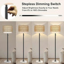 Floor Lamp for Bedroom,Dimmable Rattan Floor Lamp,Modern Standing Lamp with Marble Base,Tall Standing Lamp for Bedroom, Reading,Office & Kids' Room,LED Bulb Included(Rattan) by CozyNest Decor