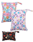 ALVABABY 3 Cloth Diaper Wet Dry Bags Waterproof Reusable with Two Zippered Pockets Travel Beach Pool Daycare Soiled Baby Items Yoga Gym Bag for Swimsuits or Wet Clothes Small medium Large 3L-SML07 by TinyTreasures Baby Boutique