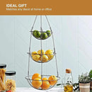 REGAL TRUNK & CO. 3 Tier Hanging Fruit Basket, Farmhouse Wire Basket, Three Tier Fruit Basket for Kitchen for Vegetables, Bread & More, Metal Chain, Hanging Hook and Detachable Round Wire Baskets by CozyNest Decor