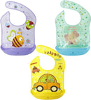 Amplim Baby Feeding Bib (3-Pack) Toddler/Baby Bibs for Eating. Waterproof, Adjustable, Lightweight. Eco-friendly PEVA material. BPA, Lead, Phthalate, Cadmium free by TinyTreasures Baby Boutique