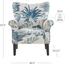 BELLEZE Modern Accent Chair for Living Room, High Back Floral Armchair w/Wooden Legs, Upholstered Wingback Side Chair Padded Armrest Single Sofa for Living Room, Bedroom - Allston (Green Blue Floral) by CozyNest Decor