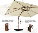 PURPLE LEAF 9' X 12' Double Top Deluxe Wood Pattern Rectangle Patio Umbrella with Base Offset Hanging Umbrella Outdoor Market Umbrella Garden Umbrella, Cream by GreenHaven Gardens