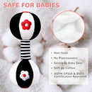 XIXILAND Baby Rattles 0-6 Months Newborn Toys Infant Toys 0-6 Months Rattles for Babies 0-6 Months Baby Toys 0-6 Months, Black and White High Contrast Baby Toys Dumbbell Toy for 0 3 6 9 12 Months by TinyTreasures Baby Boutique