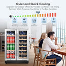 Tylza Upgraded Wine and Beverage Refrigerator 24 Inch, Dual Zone Wine Beverage Cooler with French Door, Under Counter Wine Beer Fridge Built-In or Freestanding, Holds 20 Bottles and 88 Cans, Low Noise by CozyNest Decor