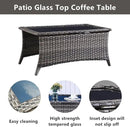 Wicker Outdoor Furniture Patio Furniture Set - 6 Piece Patio Conversation Set with Swivel Rocker Chairs, Rattan Sofa, Ottomans and Coffee Table, Gray Cushion by GreenHaven Gardens