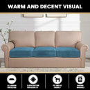 PrinceDeco Couch Cushion Covers, Stretch Washable Sofa Cushion Cover, Fitted Sofa Slipcover Velvet Fabric Non-Slip Furniture Protector for Dog,Pets, Kid (Each Width Up to 29.5", Blue) by CozyNest Decor