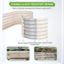 Galvanized Raised Garden Bed - 8x2x1.4FT Metal Planter Boxes Outdoor | Oval Steel Raised Bed Kit for Gardening with Protective Tape, Bracing Rods, Gloves for Vegetables, Flower, Herb (White) by GreenHaven Gardens