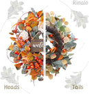 Fall Wreath for Front Door, 24 Inch Autumn Wreath with lamb's Ear Leaves, Roses, Berries & Wooden Sign,Fall Decorations for Home, Artificial Flowers Harvest and Thanksgiving Indoor & Outdoor by CozyNest Decor