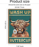 ALKB Highland Cow Sign Bathroom Wall Cow Painting for Western & Highland Cow Lovers - Funny Wash Up Sign 8 x 12 Inch by CozyNest Decor