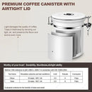 ShanSon Coffee Canister Airtight Coffee Container Stainless Steel Coffee Bean Storage Container with Scoop Coffee Canister for Beans Grounds Sugar Flour Tea Cereal,16OZ, White by CozyNest Decor
