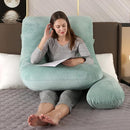 Amagoing 55 inches Pregnancy Pillows for Sleeping, U Shaped Maternity Full Body Pillow for Pregnant Women with Hip, Leg, Back, Belly Support, Washable Velvet Cover Included (Mint Green) by TinyTreasures Baby Boutique