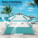 WhiteFang Deluxe Pop Up Beach Tent Sun Shade Shelter for 3-4/5-6 Person, UV Protection, Extendable Floor with 3 Ventilating Windows Plus Carrying Bag, Stakes, and Guy Lines by TinyTreasures Baby Boutique