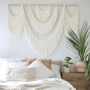 Flber Large Macrame Wall Hanging – Boho Yarn Art Garland with Tassels and Beads, Handmade Rope Decor for Nursery, Party, Wedding, Bedroom, Fireplace Mantel, or Photo Backdrop 57" W x 41" L by CozyNest Decor