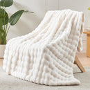 NEWCOSPLAY Faux Fur Twin Blanket Ivory Bubble Blanket Thick Warm Soft for Couch Sofa Bed 550GSM (Ivory, Twin(60"x80")) by CozyNest Decor