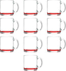 Libbey Clear Glass Coffee Mugs 13 oz. Set of 10, Bulk Pack - Perfect for Coffee, Tea, Espresso, Hot Cocoa, Other Beverages - Red Bottom by TinyTreasures Baby Boutique