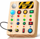 Busy Board Montessori Toys for Toddler, Wooden Sensory Board Switch Toy with Shape Sorter LED Light Up Toys Educational Plane Travel Activity for Girls & Boys by TinyTreasures Baby Boutique