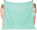 Oversized Turkish Beach Towel Blanket XXL Cotton Sandproof Towels Boho Woven Extra Large Big Sand Free Giant Throw Thick Blankets Huge Quilt XL Picnic Camping Necessities Cloud For Adult Gifts Aqua by TinyTreasures Baby Boutique