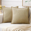MIULEE Pack of 2 Couch Throw Pillow Covers 22x22 Inch Beige Farmhouse Decorative Pillow Covers with Stitched Edge Soft Chenille Solid Dyed Spring Pillow Covers for Sofa Bed Living Room by CozyNest Decor